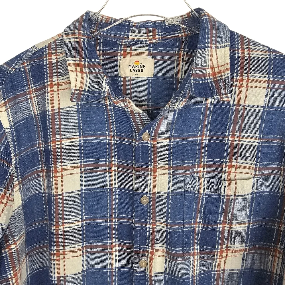 Marine Layer Plaid Flannel Men's Shirt Long Sleeve Button Up M/L